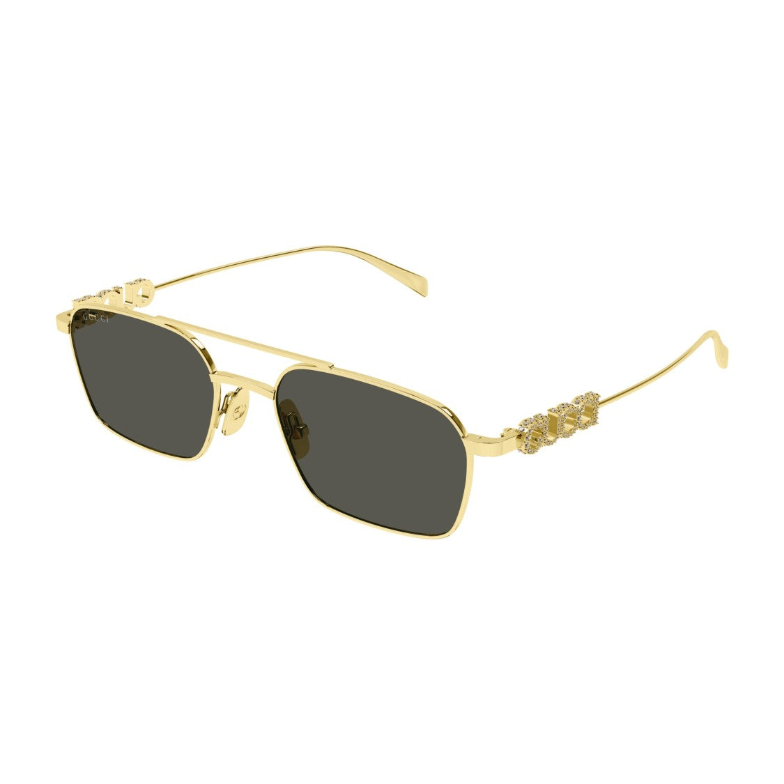 Gucci Gg1804s Rectangular Gold Metal Sunglasses