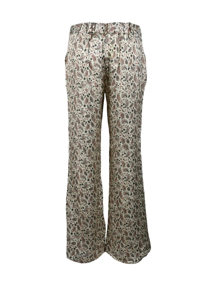 ..,Merci Beige Intricate Paisley Viscose Trousers