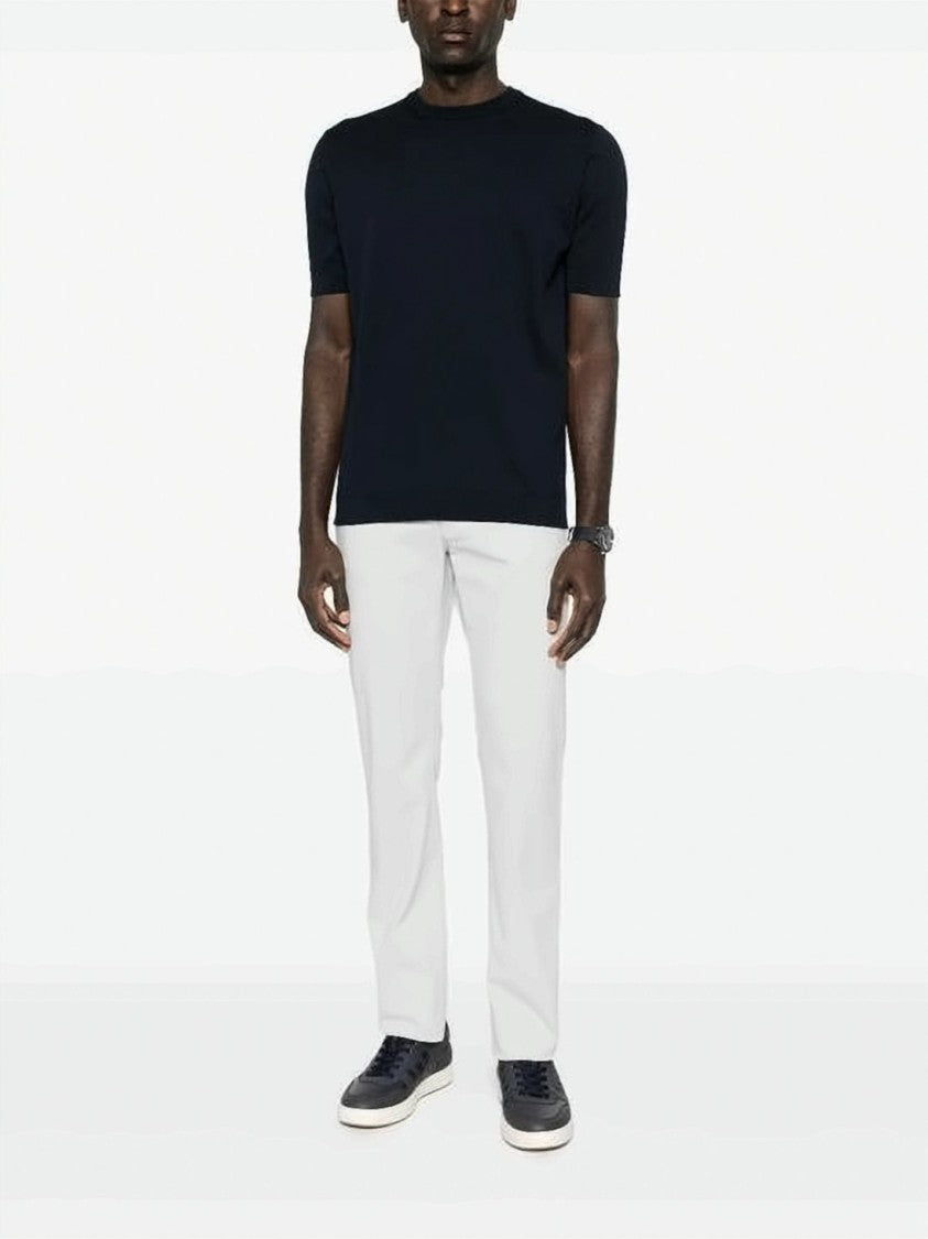 Lardini Fitted Black Cotton Short Sleeve Tops