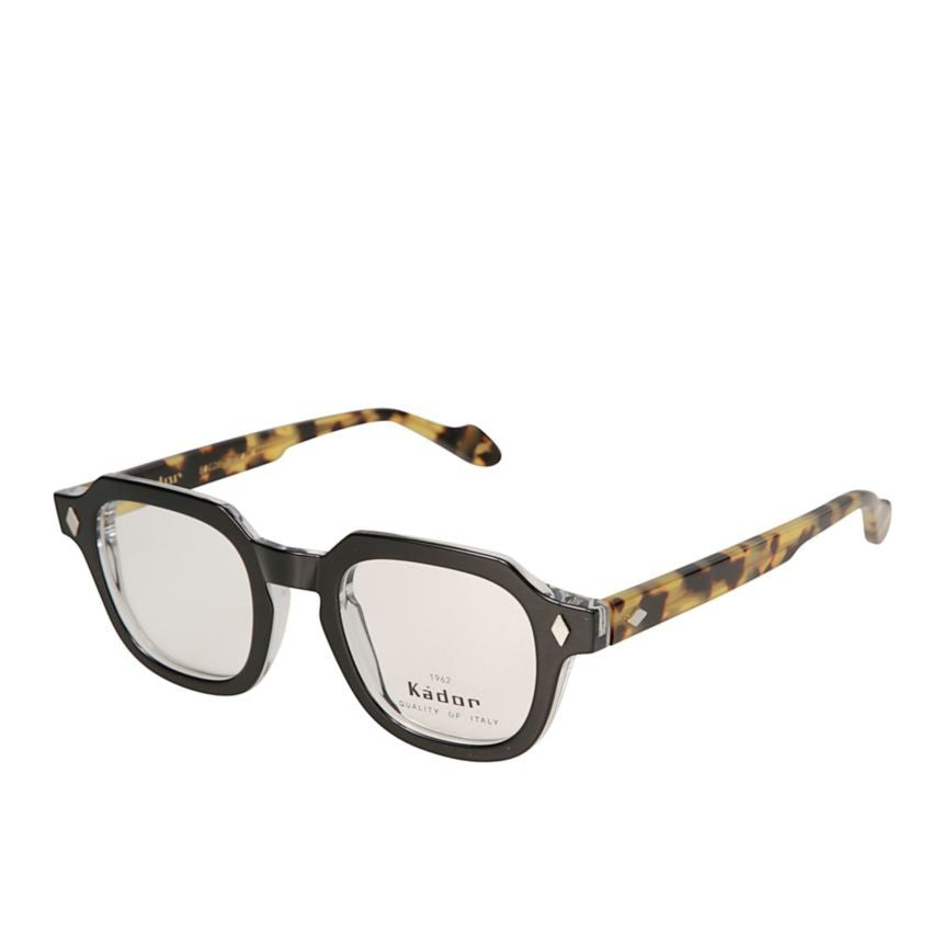 Kador Turbot Geometric Black Frame Eyeglasses With Tortoiseshell Temples