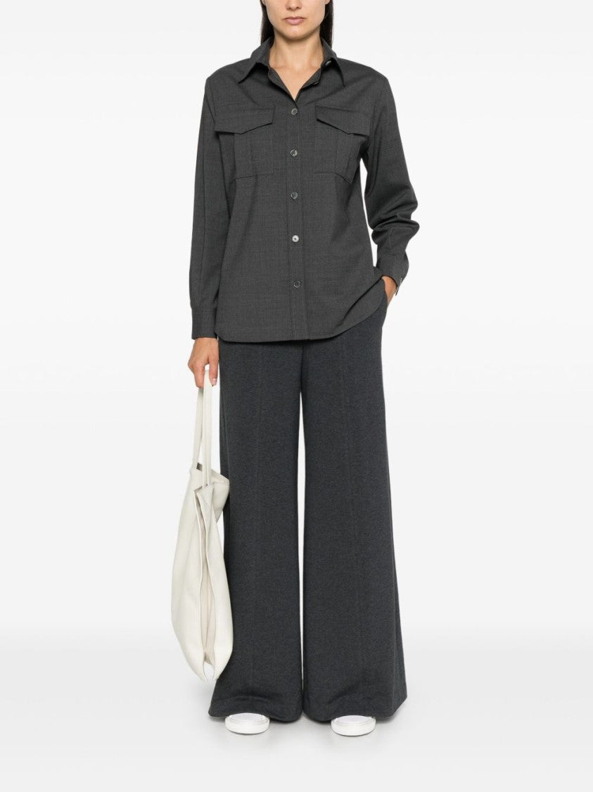 Parosh Structured Anthracite Stretch Wool Shirt