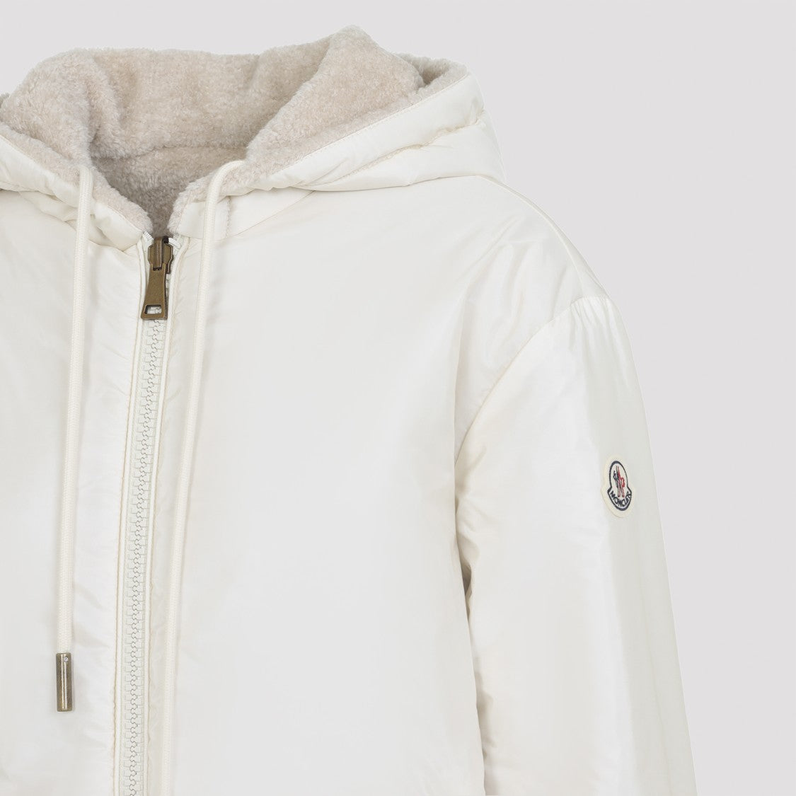 Moncler Zip Up White Acrylic Jacket