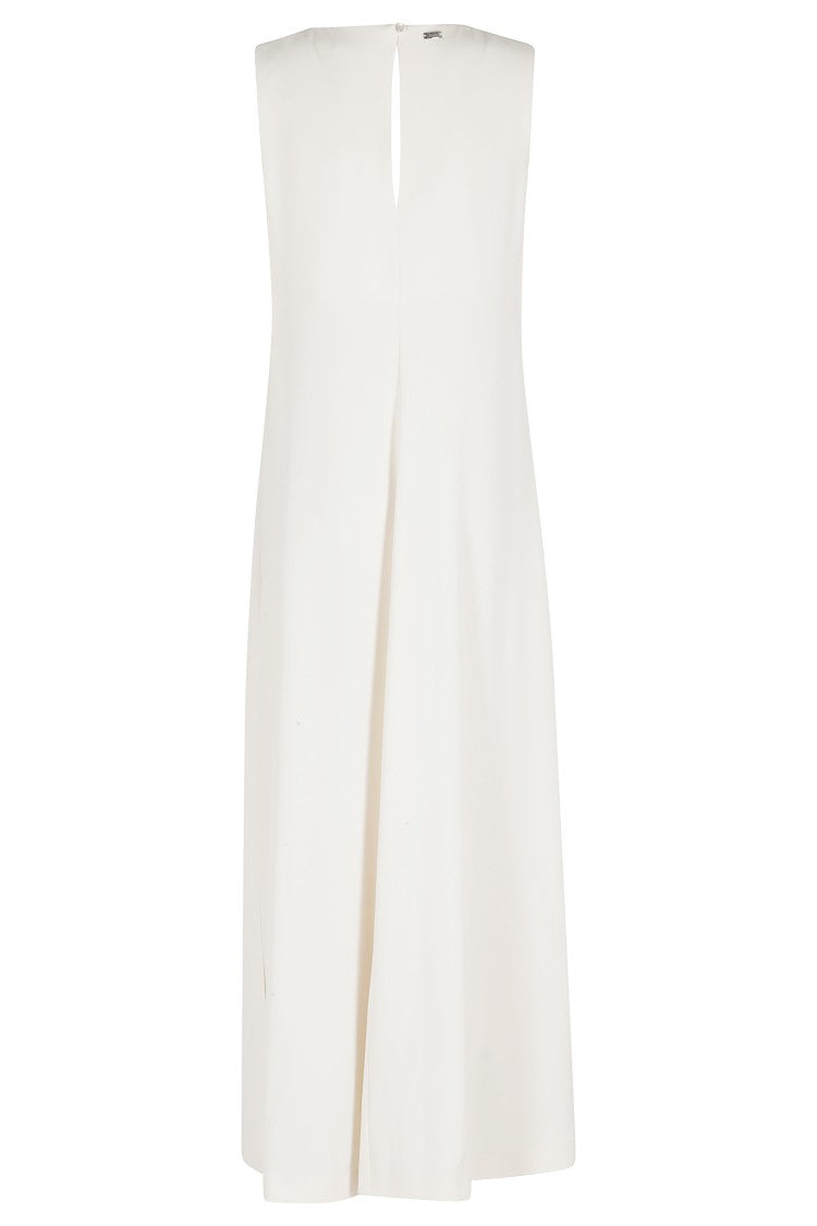 Herno Ivory Side-Slits Jeweled-Gathered Polyester Maxi Dress
