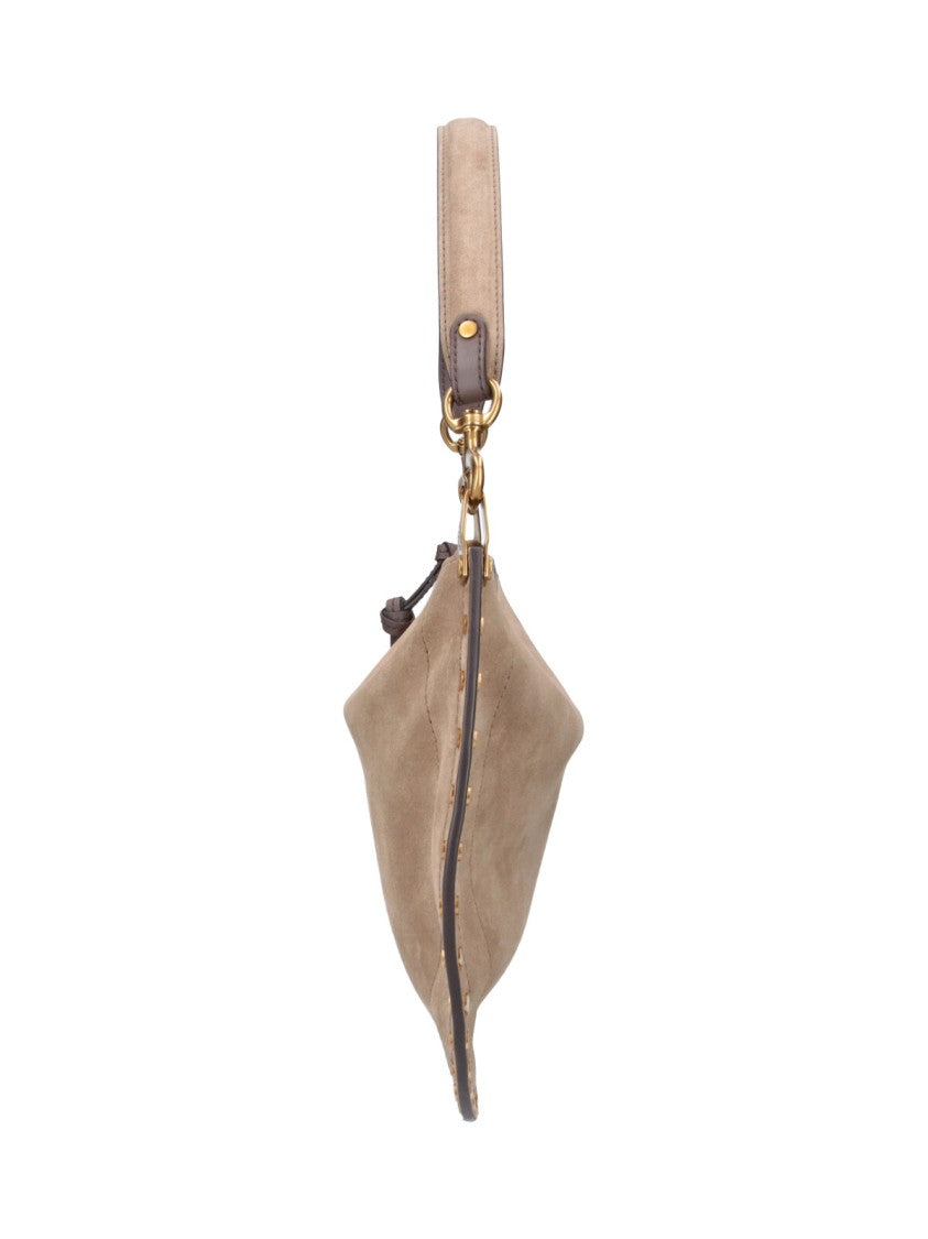 Isabel Marant Taupe Oksan Soft Studded Suede Shoulder Bag