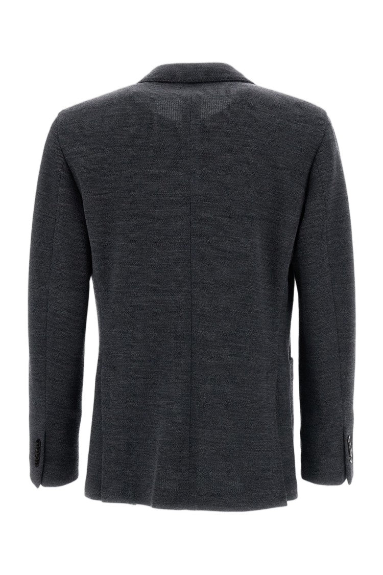 Boglioli Gray Wool-Blend Single-Breasted Blazer