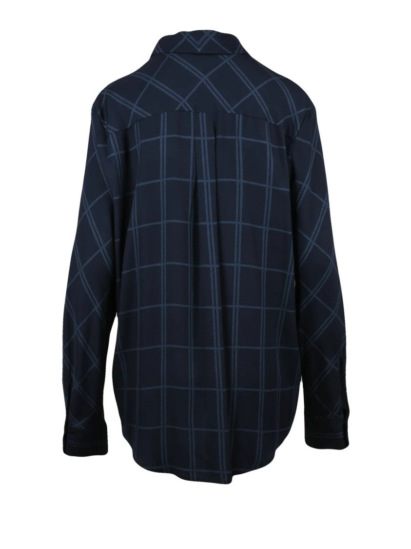Crida Blue Checkered Oversized Viscose Shirt