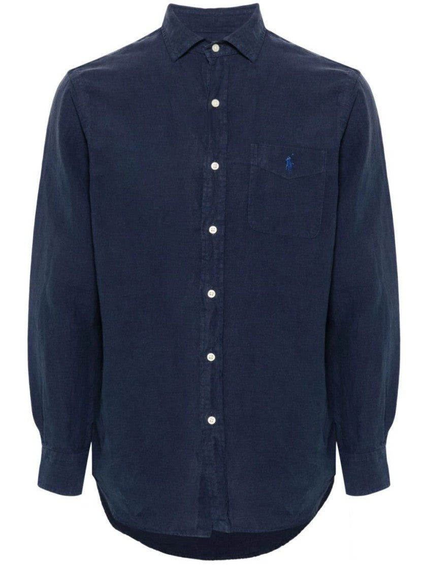 Polo Ralph Lauren Classic Blue Linen Long Sleeve Shirt