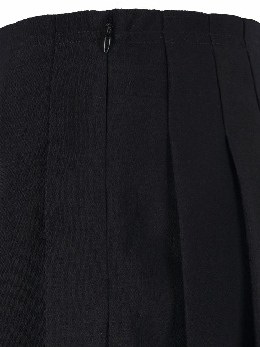 Mm6 By Maison Margiela Black Virgin Wool-Blend Pleated Mini Skirt