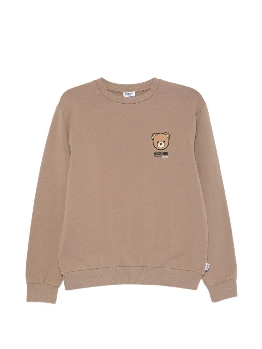 Moschino Beige Jersey Sweater With Teddy Bear Motif