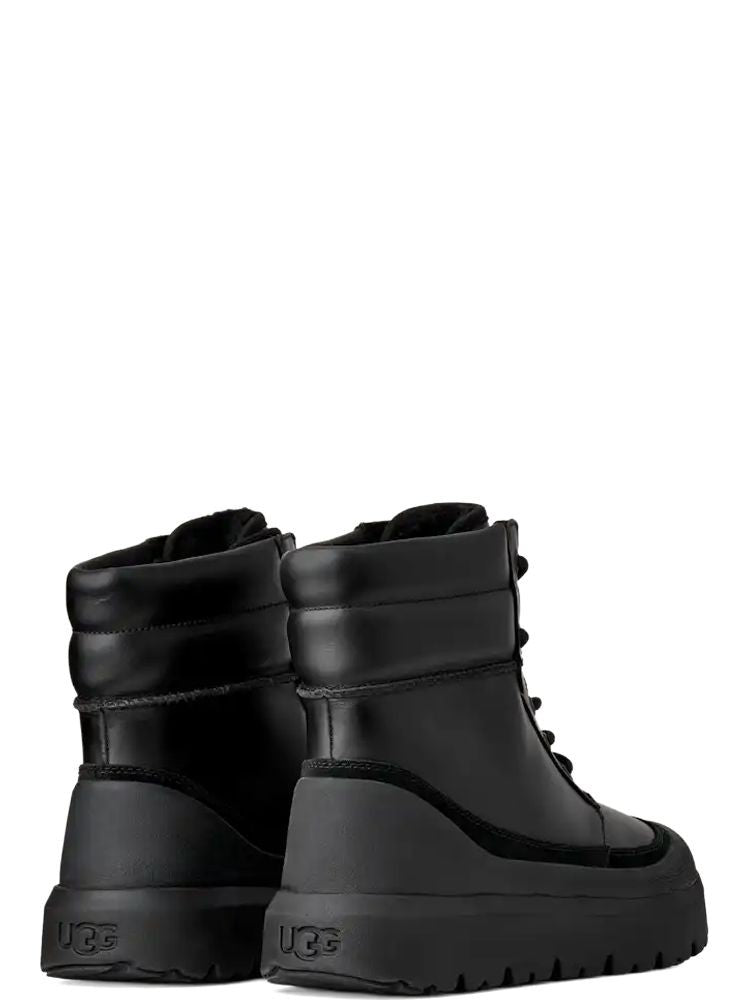 Ugg Black Neumel High Padded Collar Leather Ankle Boots