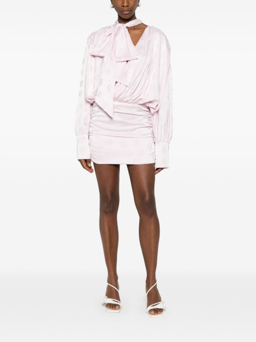 Rotate Short Pink Dress With Wide Sleeves