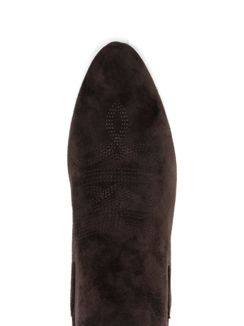 Twin-Set Suede Ankle Boots With Metallic Accent