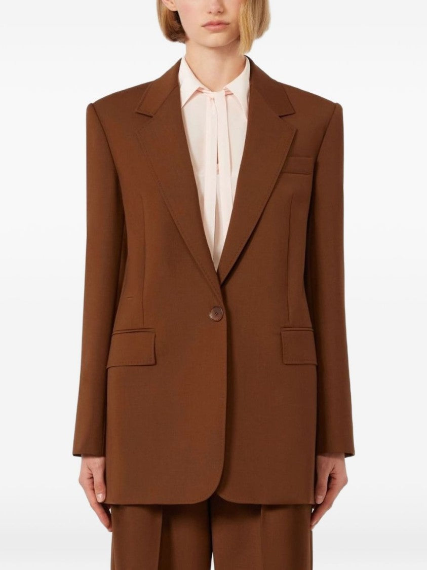 Max Mara Chocolate Virgin Wool Tailored Jacket