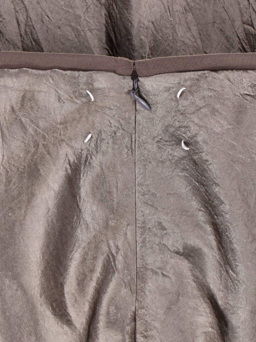 Maison Margiela Pleated Satin Midi Skirt With Distinctive Stitching