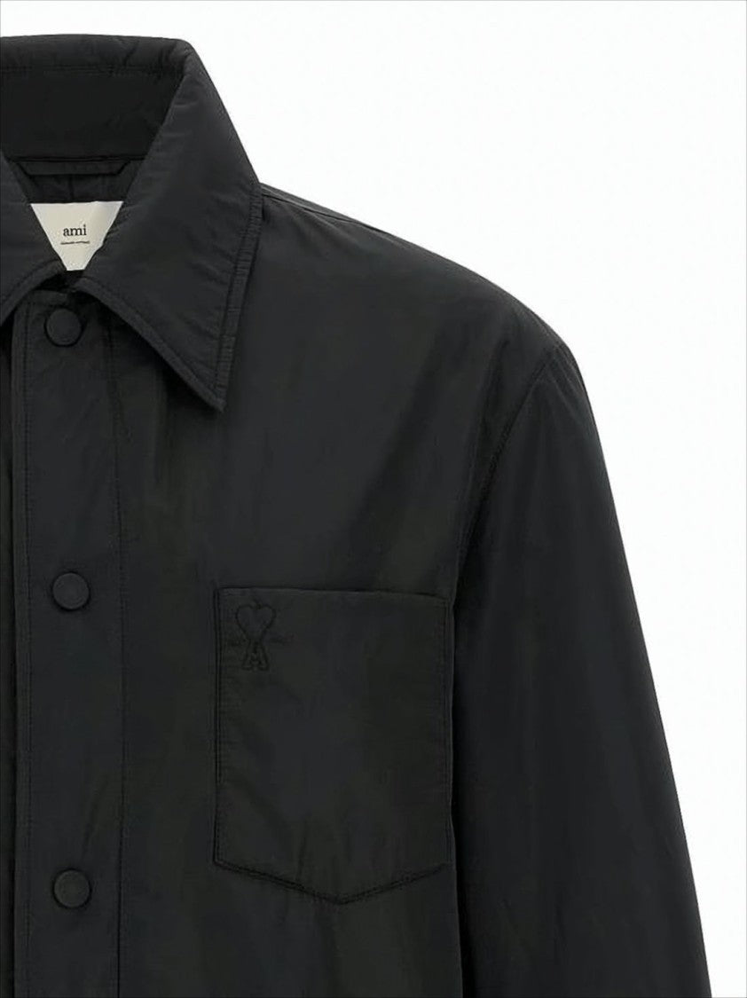 Ami Paris Black Minimalist Jacket With Classic Collar