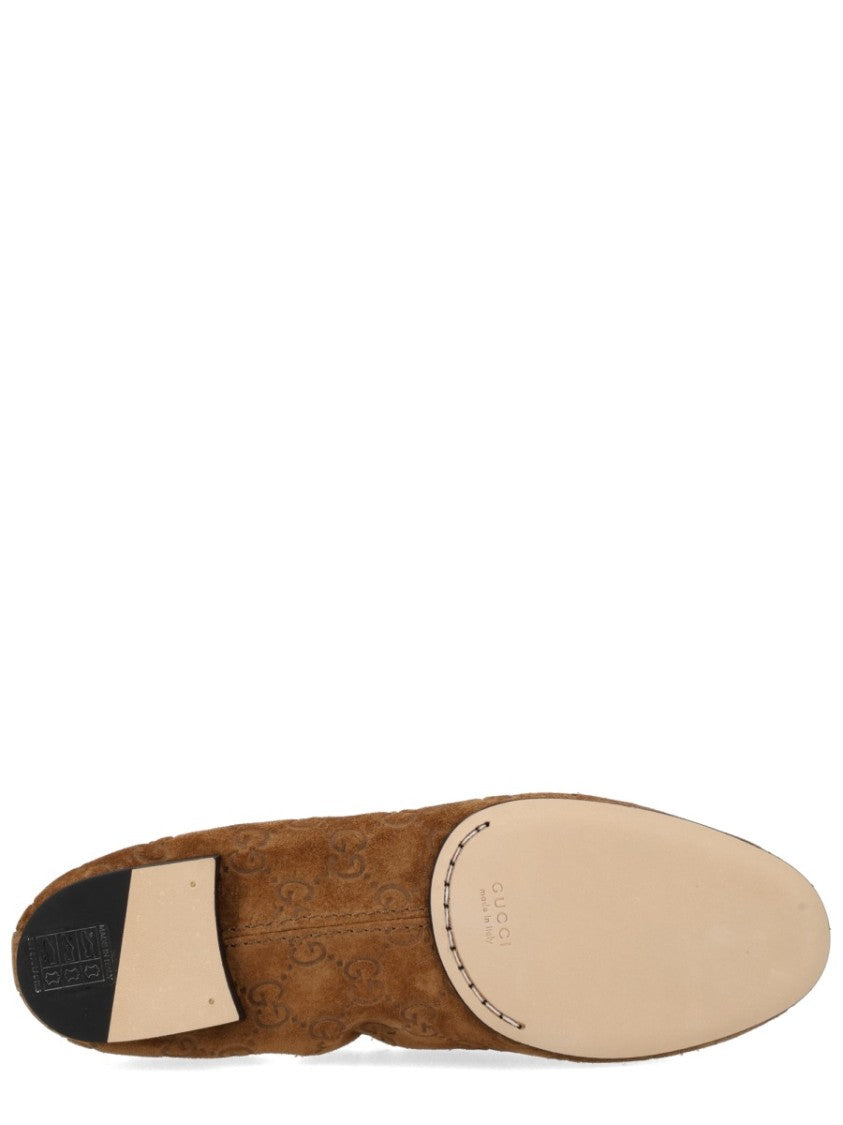 Gucci Gg Silver Clamp Pointed-Toe Loafers