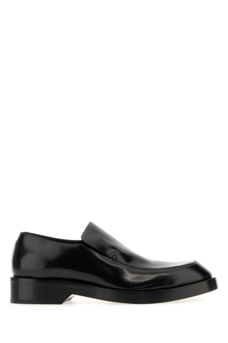 Jil Sander Smooth Black Leather Loafers With Rounded Square Toe