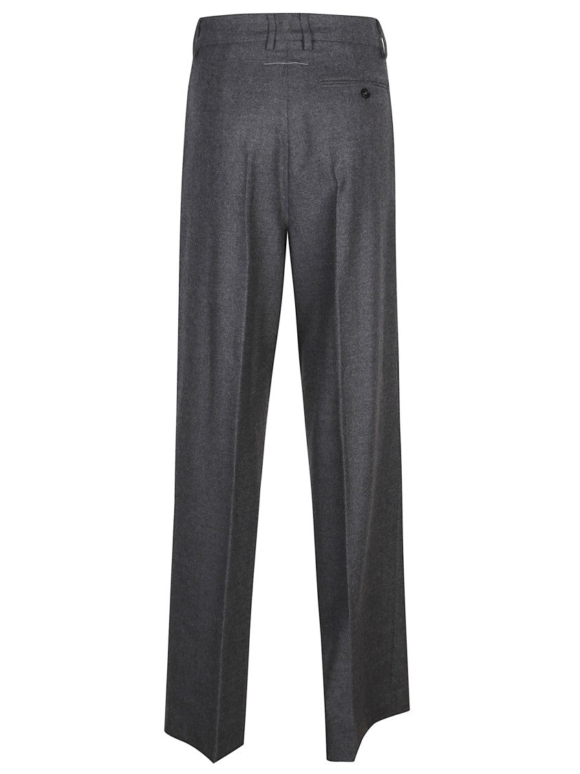 Mm6 By Maison Margiela Tailored Long Wool Trousers With Pleated Front