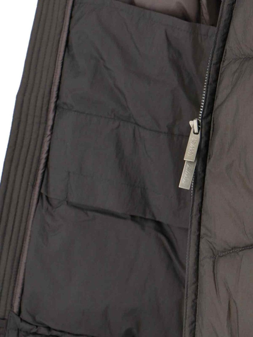 K-Way Minimalist Black Jacket With Front Zipper Closure