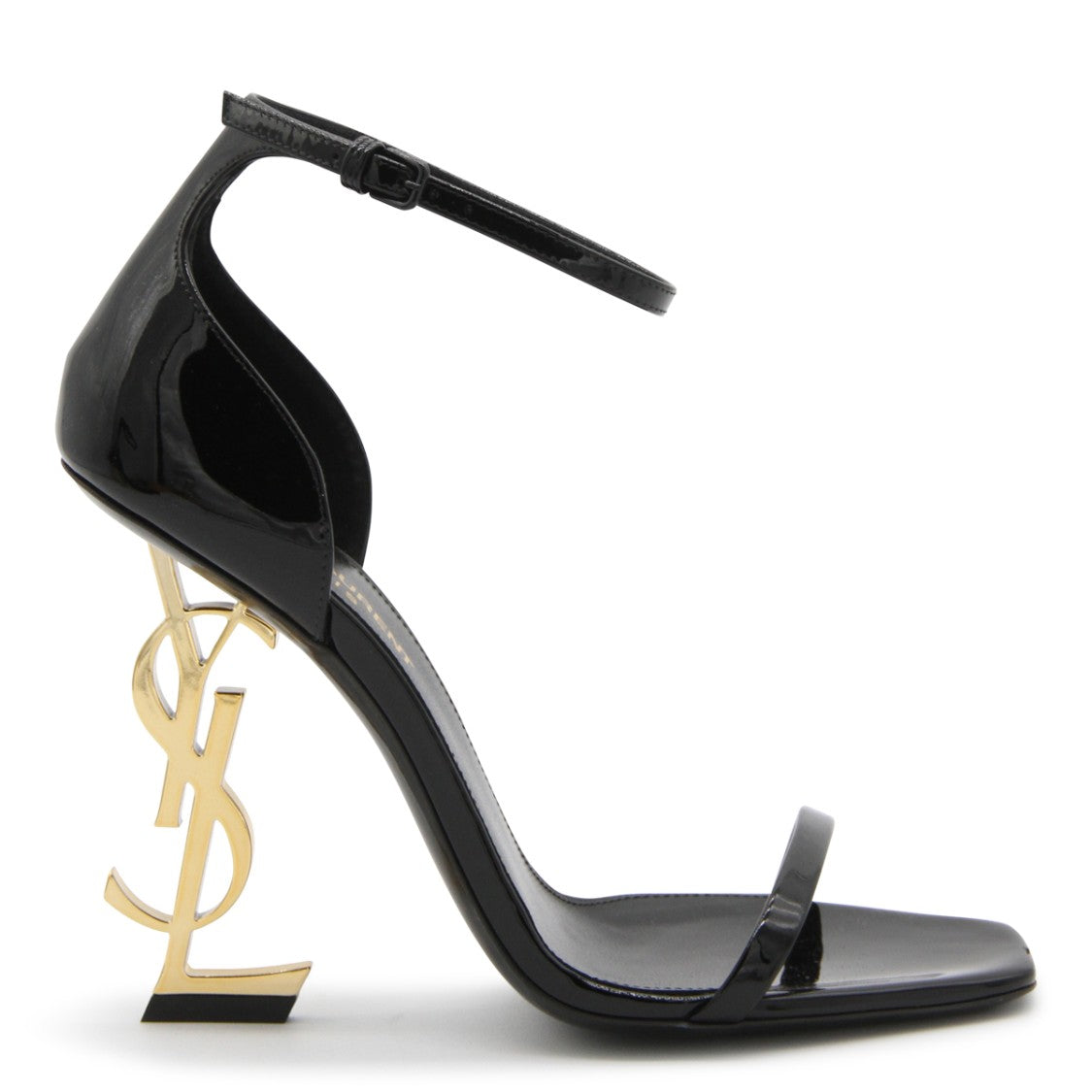 Saint Laurent Black Leather Sculpture Heel Sandals