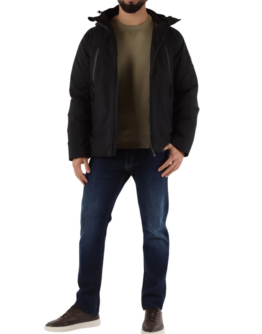 Outhere Black Technical Adjustable Hooded Waterproof Jacket