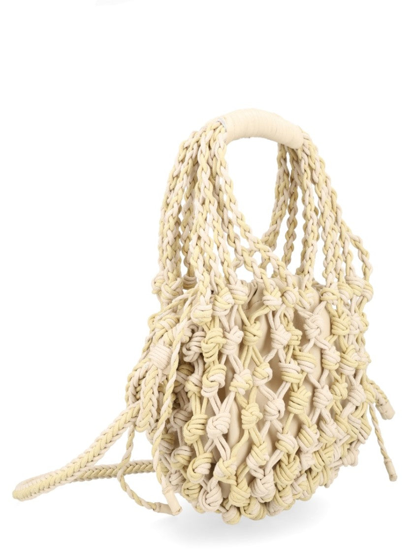 Alysi Neutrals Open Weave Inricate Shoulder Bag