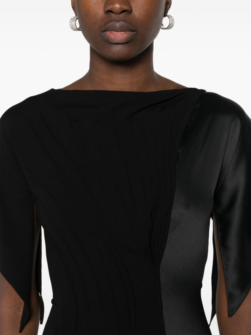 Mugler Asymmetrical Black Midi Dress