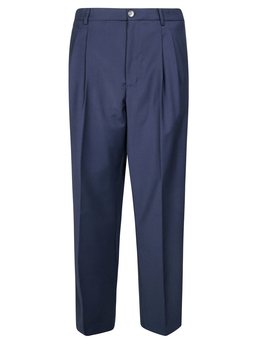 Amaranto Tailored Pleated Straight-Leg Pants