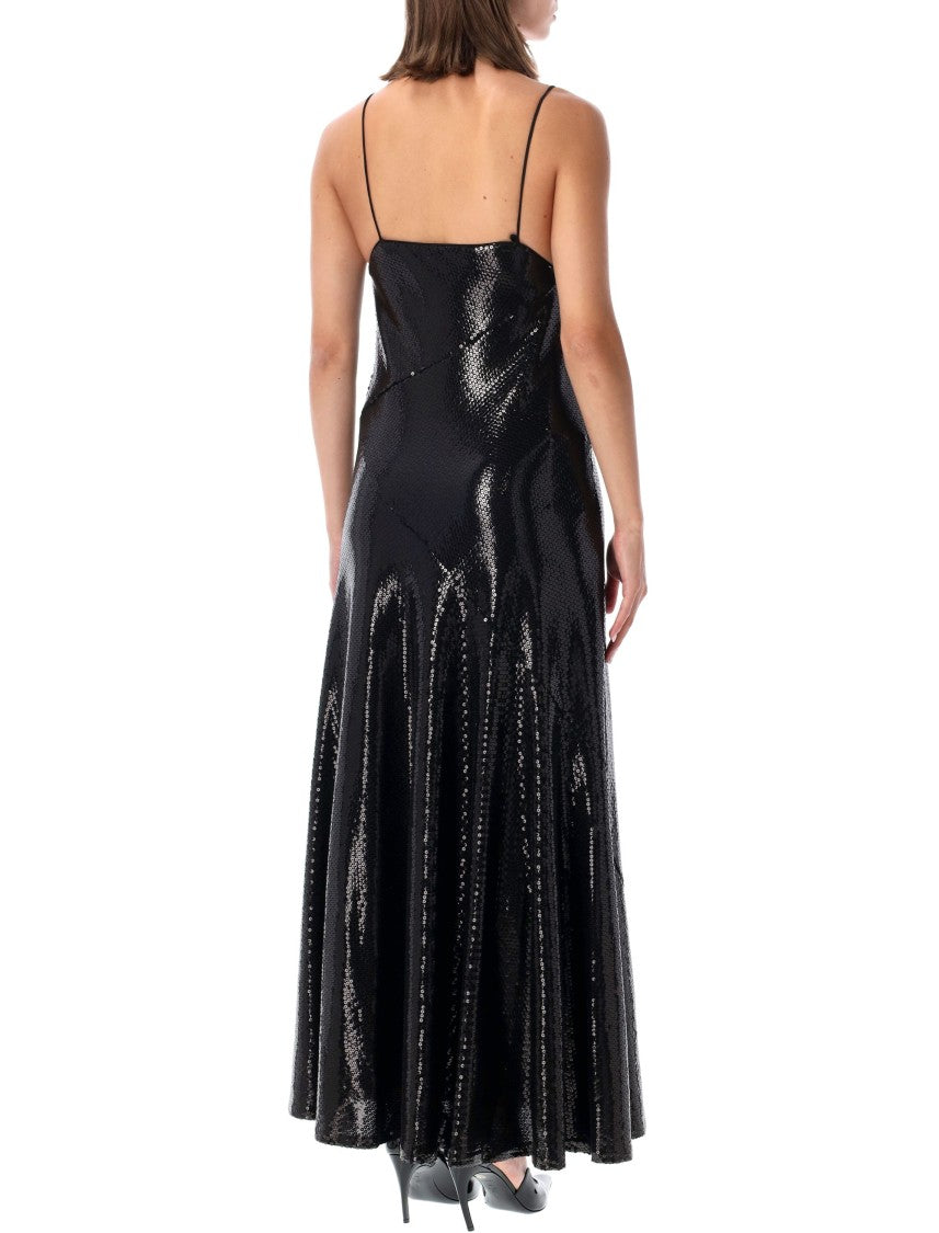 Alberta Ferretti Sequined Jersey Slit Maxi Dress
