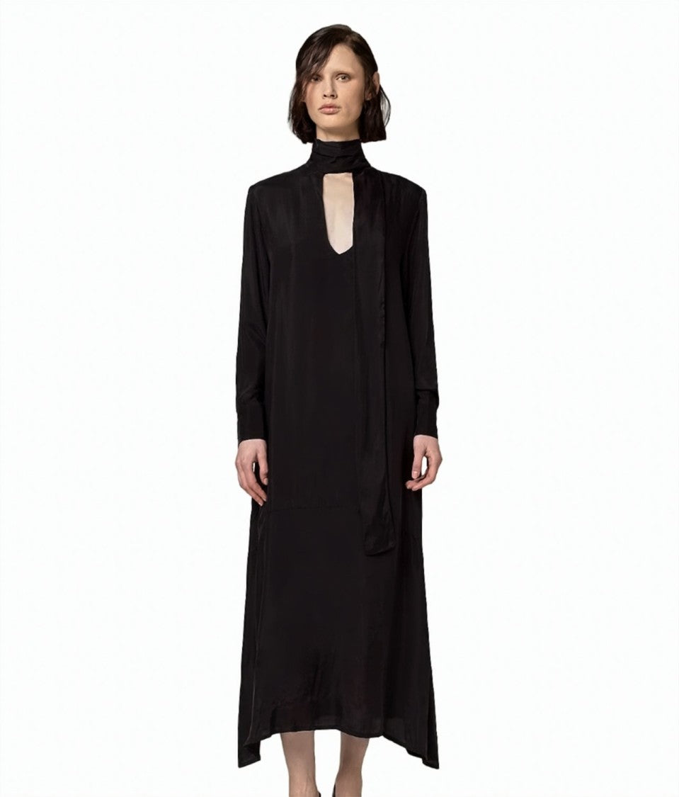 Alpha Studio Draped High-Neck Sleeveless Maxi Dress