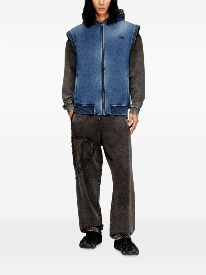 Diesel Faded Blue Sleeveless Full Zip Hoodie