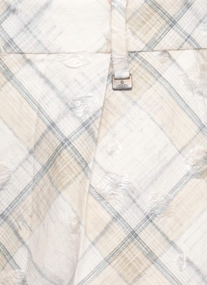 Vivienne Westwood Ivory Ray Palazzo Checked Flared Pants