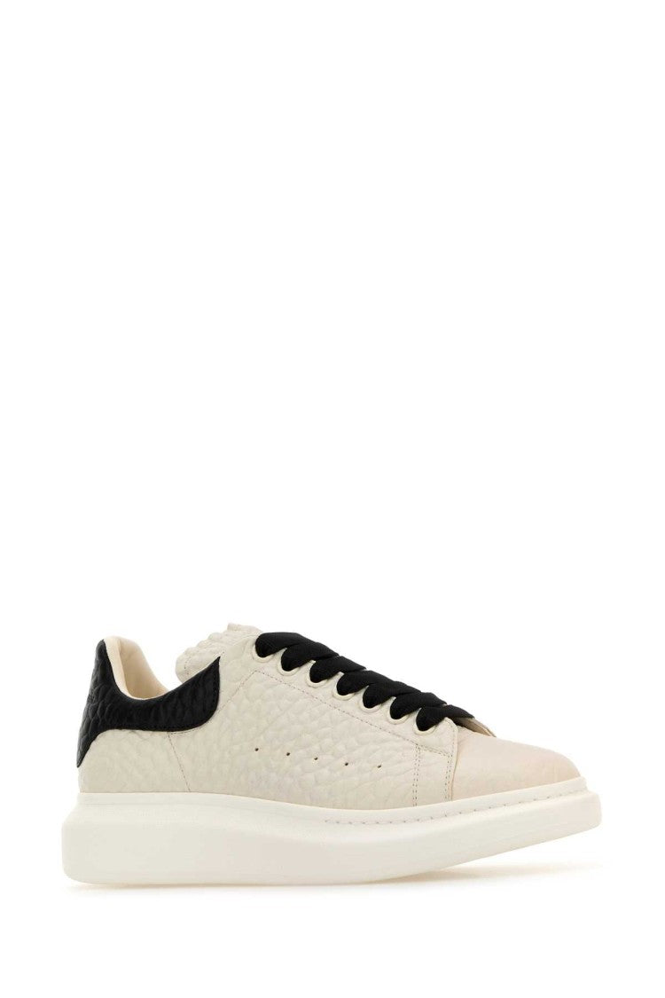 Alexander Mcqueen Ivory Leather Sneakers With Black Leather Heel