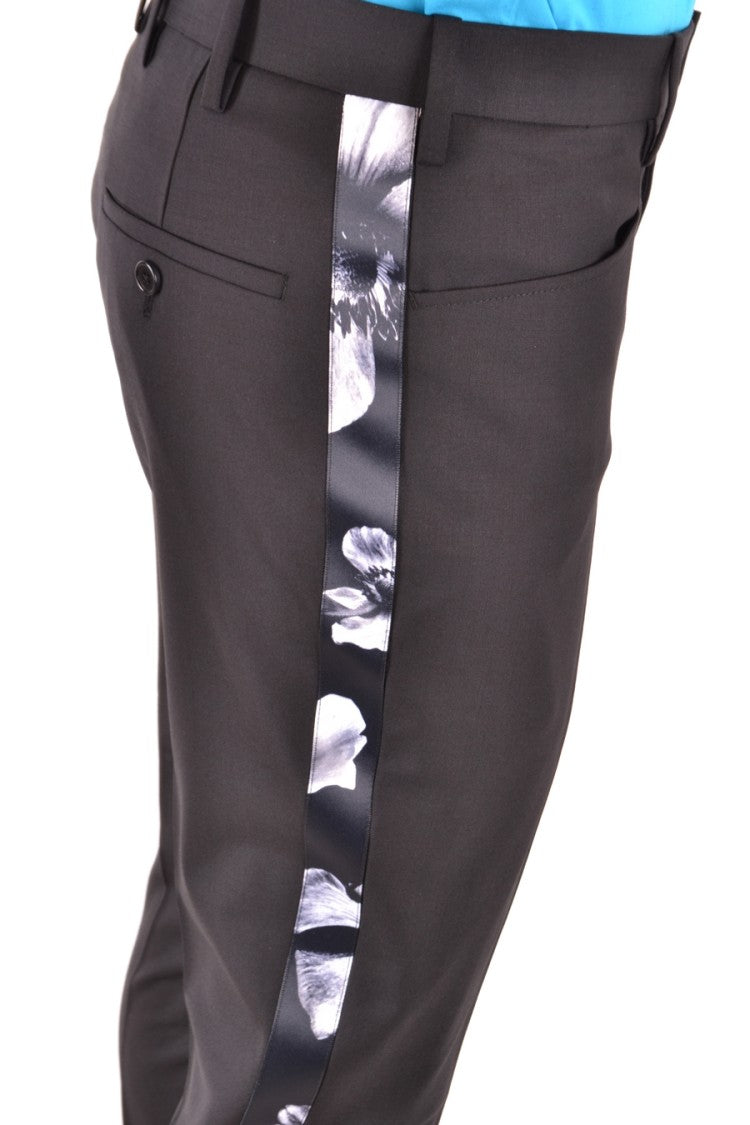 Neil Barrett Multicolor Trousers With Monochrome Floral Side Stripe