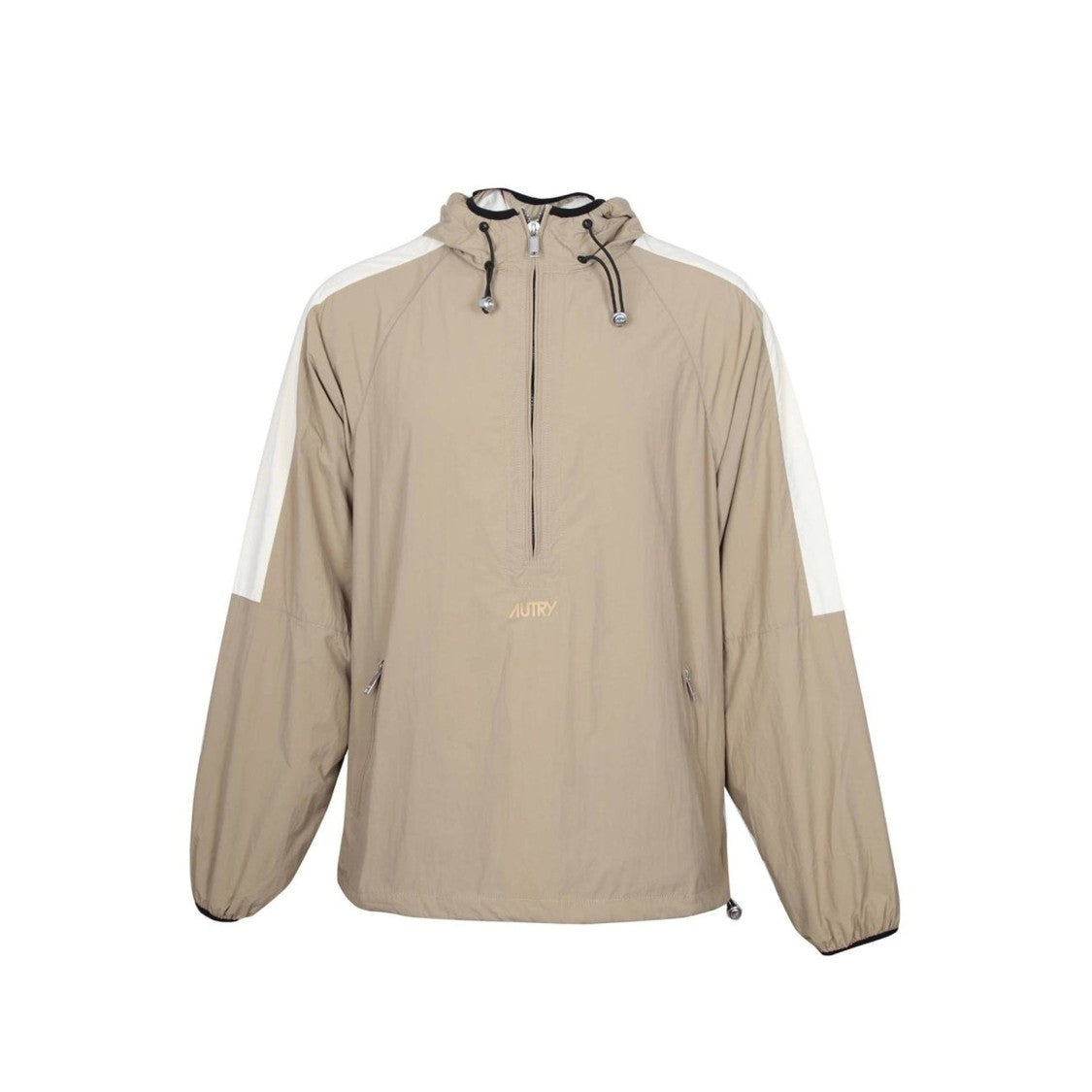 Autry Beige Nylon Windbreaker Jacket With Adjustable Drawstring Hem