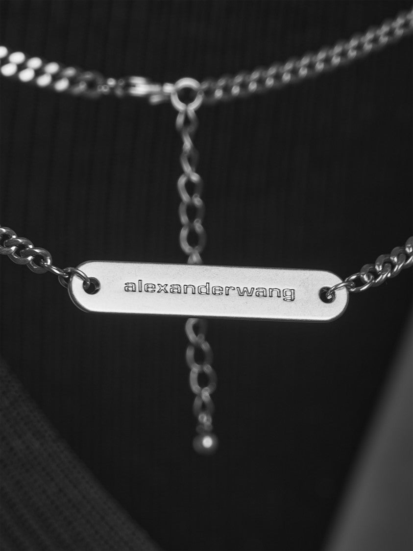 Alexander Wang Fitted V-Neck Dress With Nameplate Chain Detail