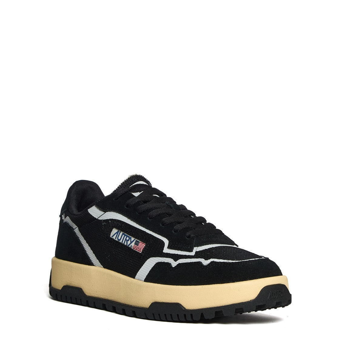 Autry Black Mesh And Suede Low-Top Sneakers