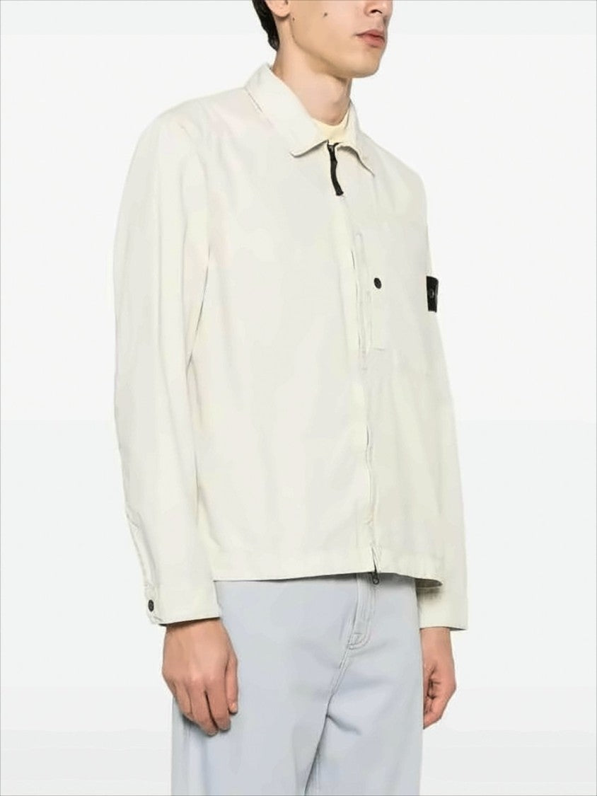 Stone Island Sand Long-Sleeve Shirt With Zipper Closure