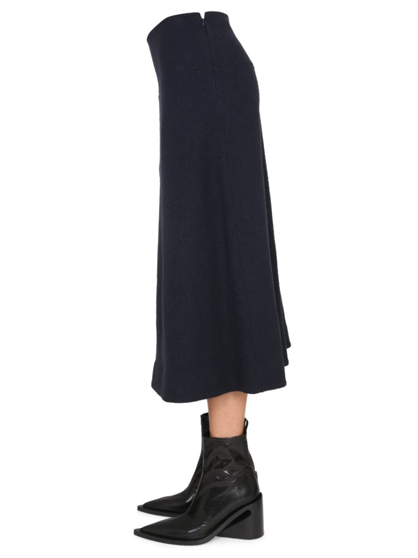 Jil Sander Flared Black Midi Skirt