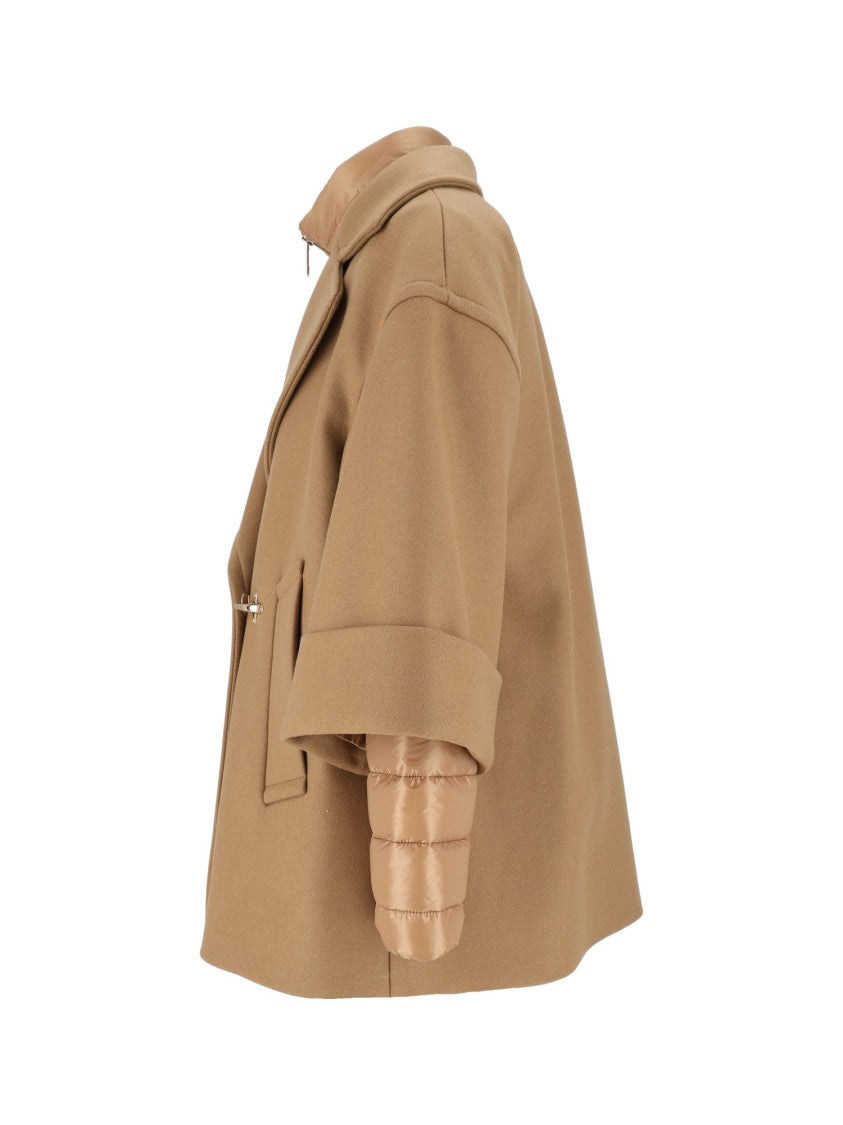 Fay Double Detachable Striped Quilted Layer Cape