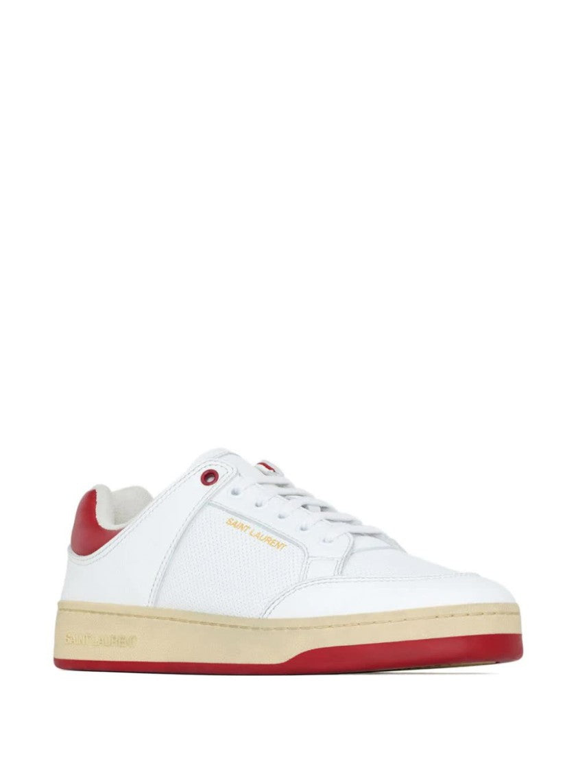Saint Laurent White Sl61 Textured Leather Sneakers