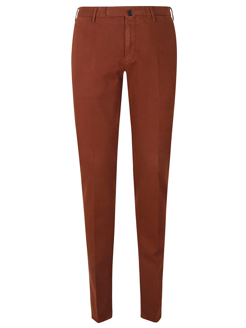 Incotex Brown Tailored Cotton Pants With Straight-Leg Silhouette