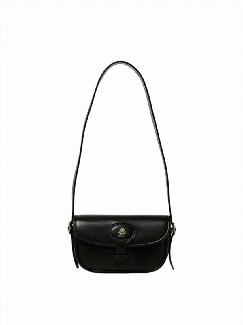 Bally Black Smooth Calf Leather Flap Crossbody Bag