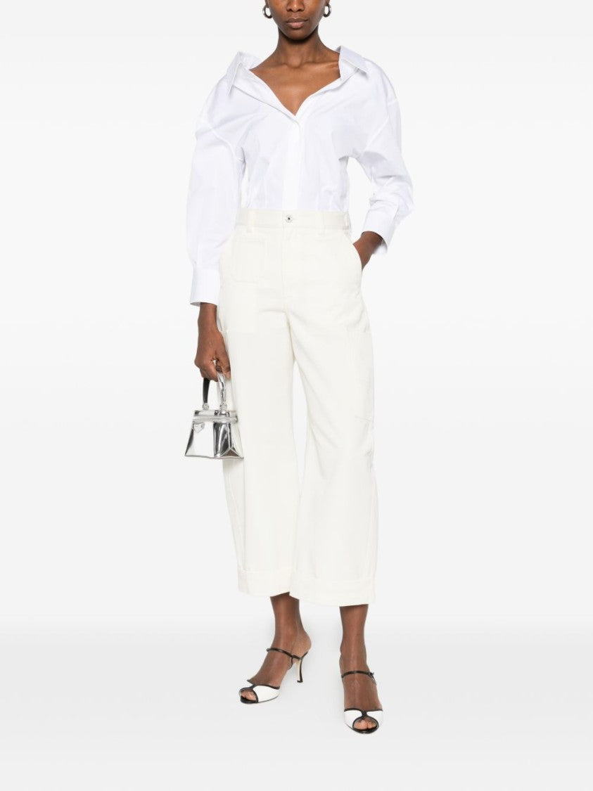Givenchy White Silk And Nylon V-Neck Top