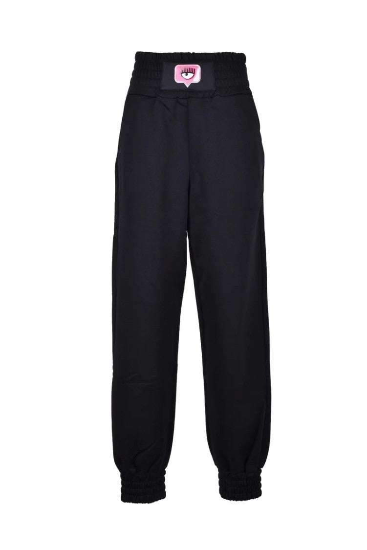 Chiara Ferragni Black Cotton Polyester Trackpants