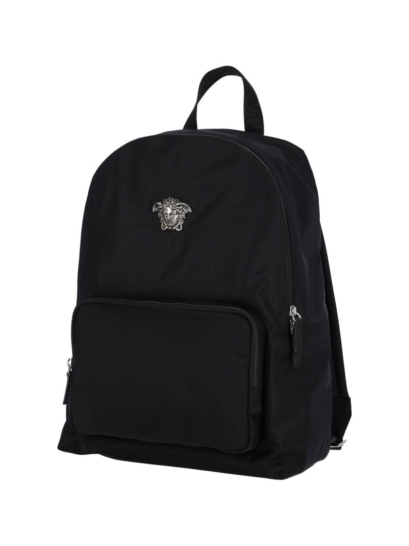 Versace "Medusa" Backpack, In Black Nylon, Handle