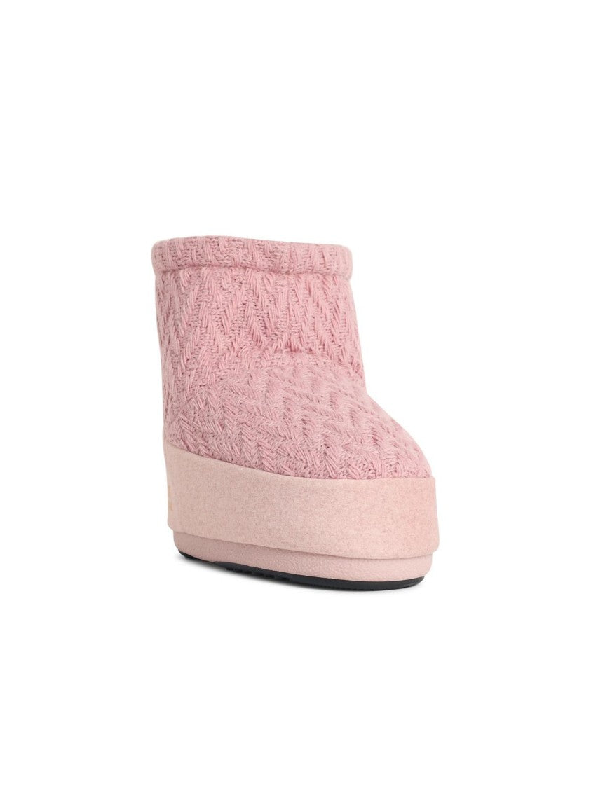 Moon Boot 'Icon Low Nolace Knit' Pink Fabric Boots