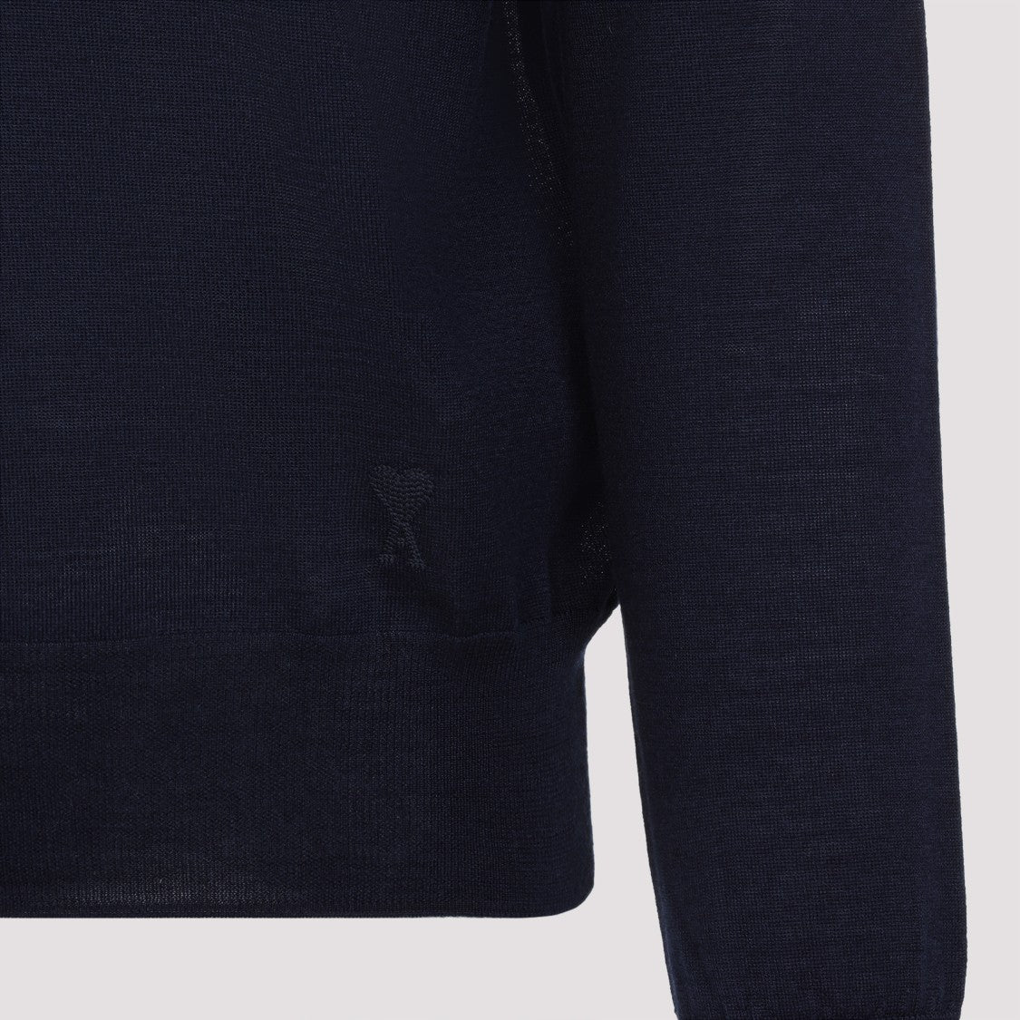 Ami Classic Blue Polo With Wool And Silk Blend