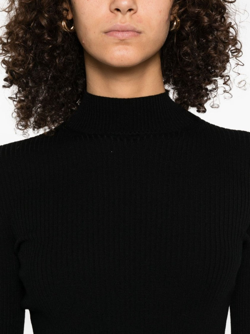 Twin-Set Fitted Ribbed Sweater With High Neckline