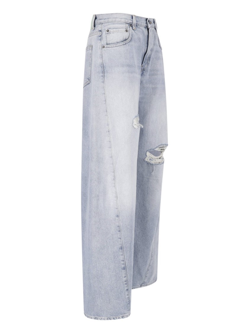 Haikure Light Blue Clyde Rounded-Leg Cotton Denim Jeans